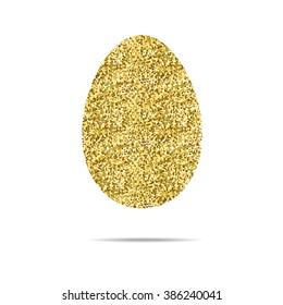 Decorated egg. Gold Egg with glitter effect. Egg icon shiny isolated with shadow on white background. vector illustration