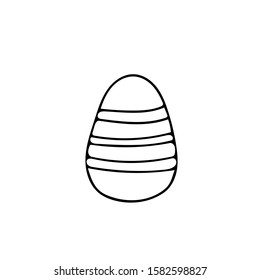 decorated egg with lines and stripes in hand drawn style. Easter holiday decor.