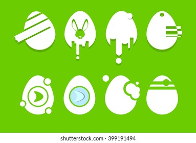 Decorated Eggs Set Icon Collection Easter Holiday Flat Vector Illustration