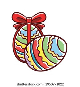 Decorated eggs with white background