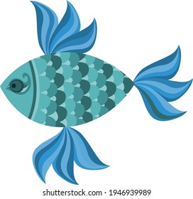Decorated fish illustration vector isolated on white background