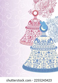 Dekoriertes florales Glockenmotiv, Vektordesign