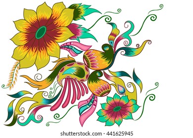 Decorated flower background . Vector illustration