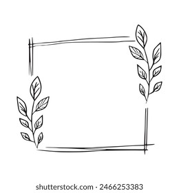 decorated frame with leaves template vector element