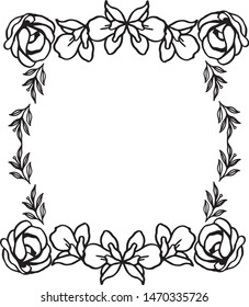 Decorated frame on white background, for ornate of unique flower. Vector