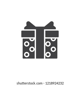 Decorated gift box with bow and ribbon vector icon. filled flat sign for mobile concept and web design. Present box simple solid icon. Symbol, logo illustration. Pixel perfect vector graphics