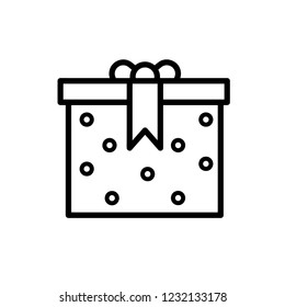 Decorated gift box with bow and ribbon outline icon  Present box
