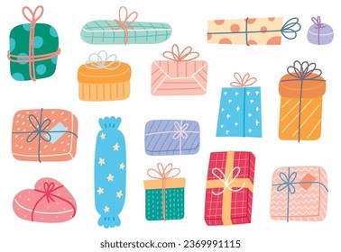 Decorated gift box in flat style illustration