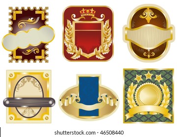 Decorated golden framed labels with space for text