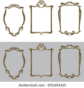 Decorated golden vector illustration frame.
