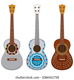 Decorated Guitar on White Background illustration