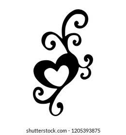 decorated heart with curls