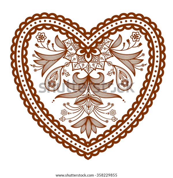 Decorated Heart Henna Tattoo Mehndi Style Stock Vector (Royalty Free ...