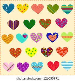 decorated hearts with different subjects and patterns