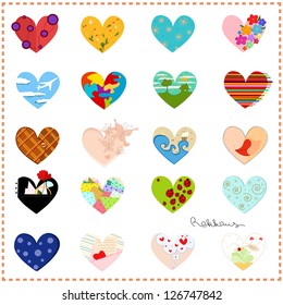 decorated hearts with different subjects and patterns