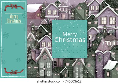 Decorated house on Happy Winter celebration greeting background for Merry Christmas in vector