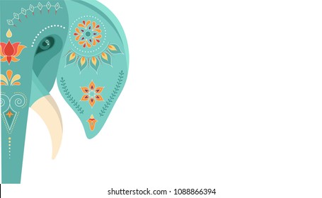 Decorated Indian elephant, festival background, vector illustration