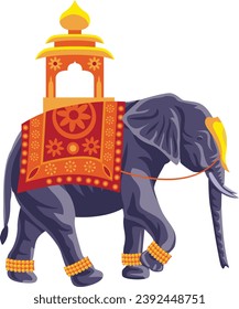 decorated indian elephant vector illustration