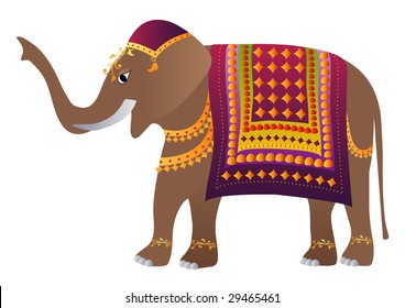 Decorated Indian Elephant. Vector illustration.