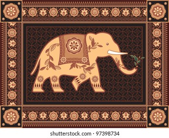 Decorated Indian - Hindu - Elephant In High Detailed Frame