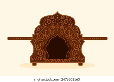 Decorated Indian wedding culture palki (wedding) decoration design illustration.