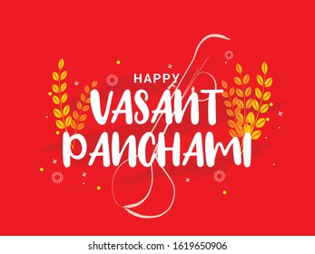 Decorated instrument veena for Happy Vasant Panchami Celebration Background.