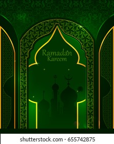 Decorated Islamic Arabic floral design for Ramadan Kareem background on Happy Eid festival in vector