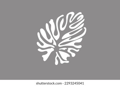 Decorated item: Isolated white elephant ear leaf on a grey background  