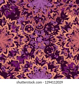 Decorated mandala pattern. Color purplebackground retro artwork