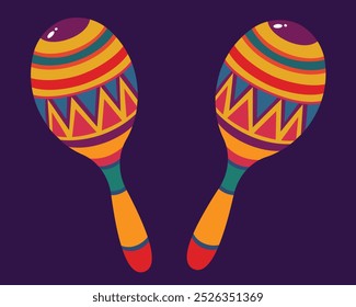 Decorated Maracas vector.  Mexican culture Musical Instrument 