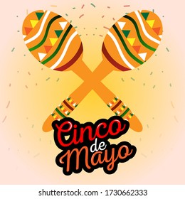 Decorated mexican maracas. Cinco de mayo template - Vector illustration