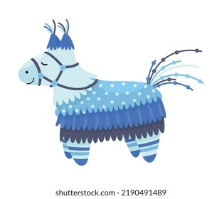 Decorated Mexican Pinata Llama as Colorful Toy Made of Papier-mache with Treats for Child Party Celebration Vector Illustration