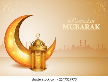 Dekorierte Moschee auf Eid Mubarak (Happy Eid) Ramadan-Hintergrund auf Vektorgrafik