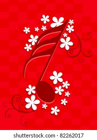 decorated musical note with red background