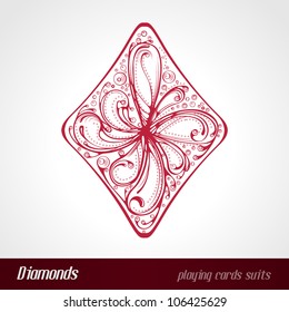 Decorated playing card suits. Diamonds