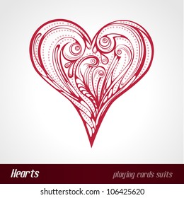 Decorated playing card suits. Hearts