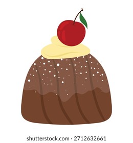 Dekorierter Pudding mit Kirsche, Dessert-Ikone. Cherry oberste Pudding Pudding Illustration