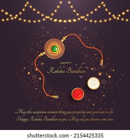 Decorated rakhi for Indian festival of brother and sister bonding celebration ( Raksha Bandhan ) Template Design with nice illustration in a creative background vector, banner