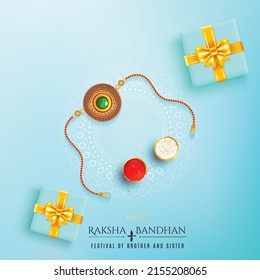 Decorated rakhi for Indian festival of brother and sister bonding celebration ( Raksha Bandhan ) Template Design with nice illustration in a creative background vector, banner