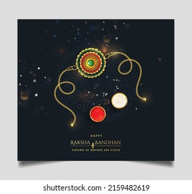 Decorated rakhi for Indian festival of brother and sister bonding celebration ( Raksha Bandhan ) Template Design with nice illustration in a creative background vector, banner