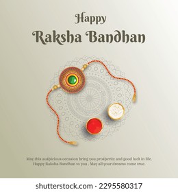 Decorated rakhi for Indian festival of brother and sister bonding celebration ( Raksha Bandhan ) Template Design with nice illustration in a creative background vector, banner