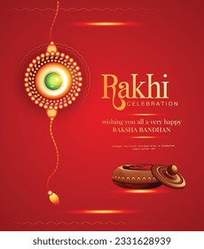 Decorated rakhi for Indian festival of brother and sister bonding celebration ( Raksha Bandhan ) Template Design with nice illustration in a creative background vector, banner