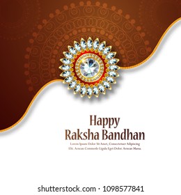 Decorated rakhi for Indian festival Raksha Bandhan Greeting Card Template Design with nice illustration in a creative background, Beautiful  illustration of cute little sister and brother.