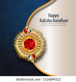 Decorated rakhi for Indian festival Raksha Bandhan Greeting Card Template Design with nice illustration in a creative background,