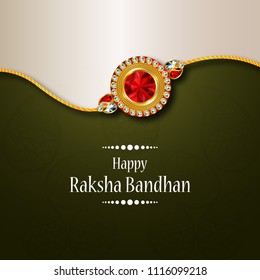 Decorated rakhi for Indian festival Raksha Bandhan Greeting Card Template Design with nice illustration in a creative background,