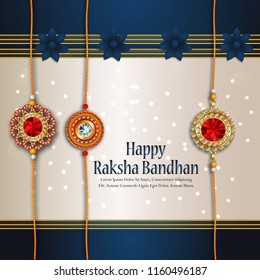 Decorated rakhi for Indian festival Raksha Bandhan Greeting Card Template Design with nice illustration in a creative background,