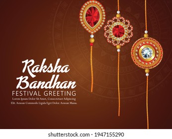 Decorated rakhi for Indian festival Raksha Bandhan Greeting Card Template Design with nice illustration in a creative background