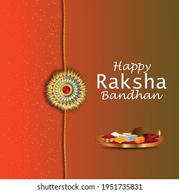 Decorated rakhi for Indian festival Raksha Bandhan Greeting Card Template Design with nice illustration in a creative background
