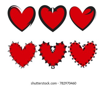 Decorated red hearts