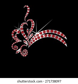 decorated with red stones